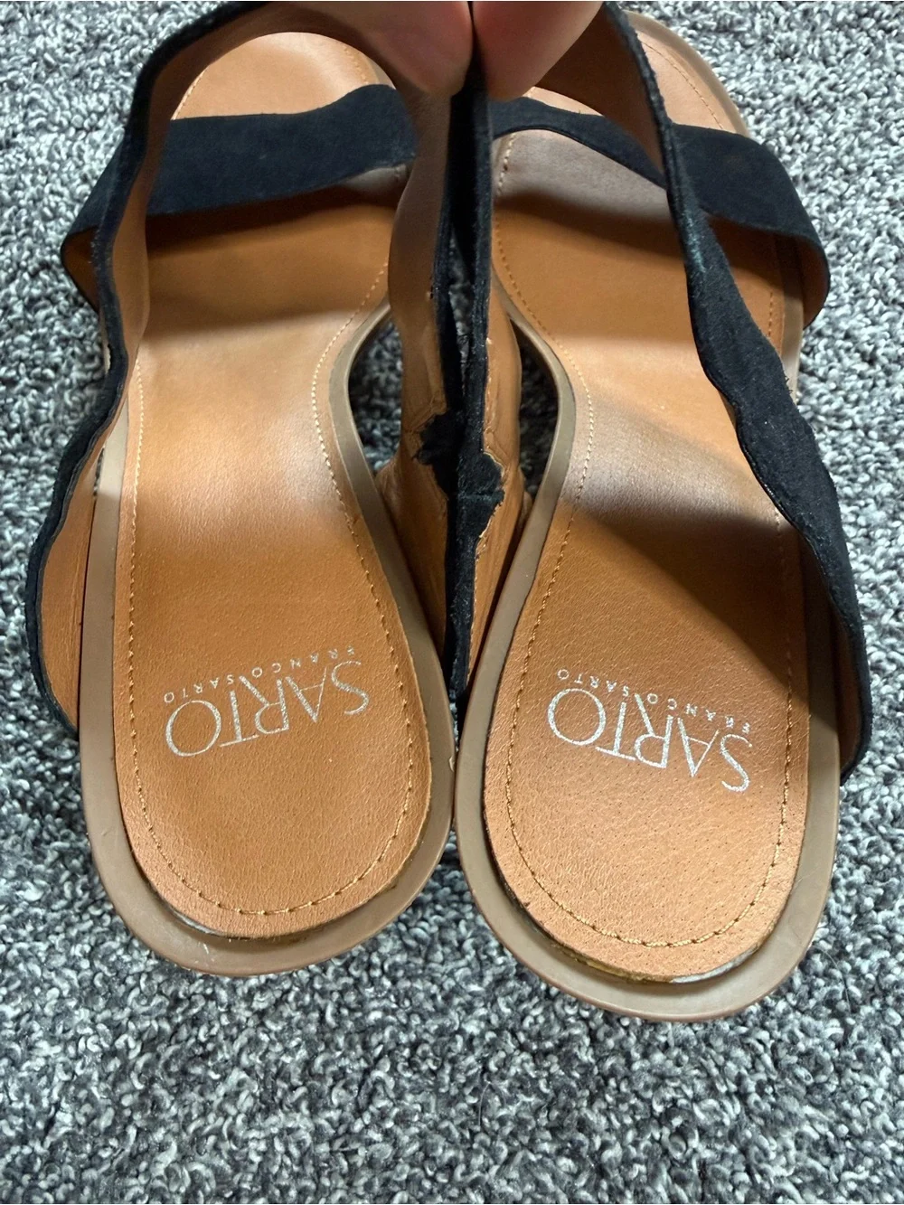 Franco Sarto Black Suede Studded Block Heel Sandals Size 10